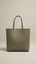 Minimalist leather tote bag in moss grey