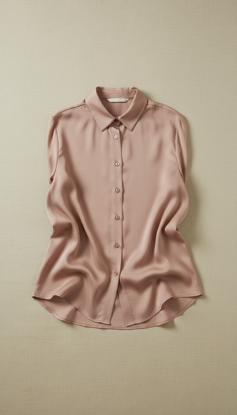 Silk button-up shirt in rose clay