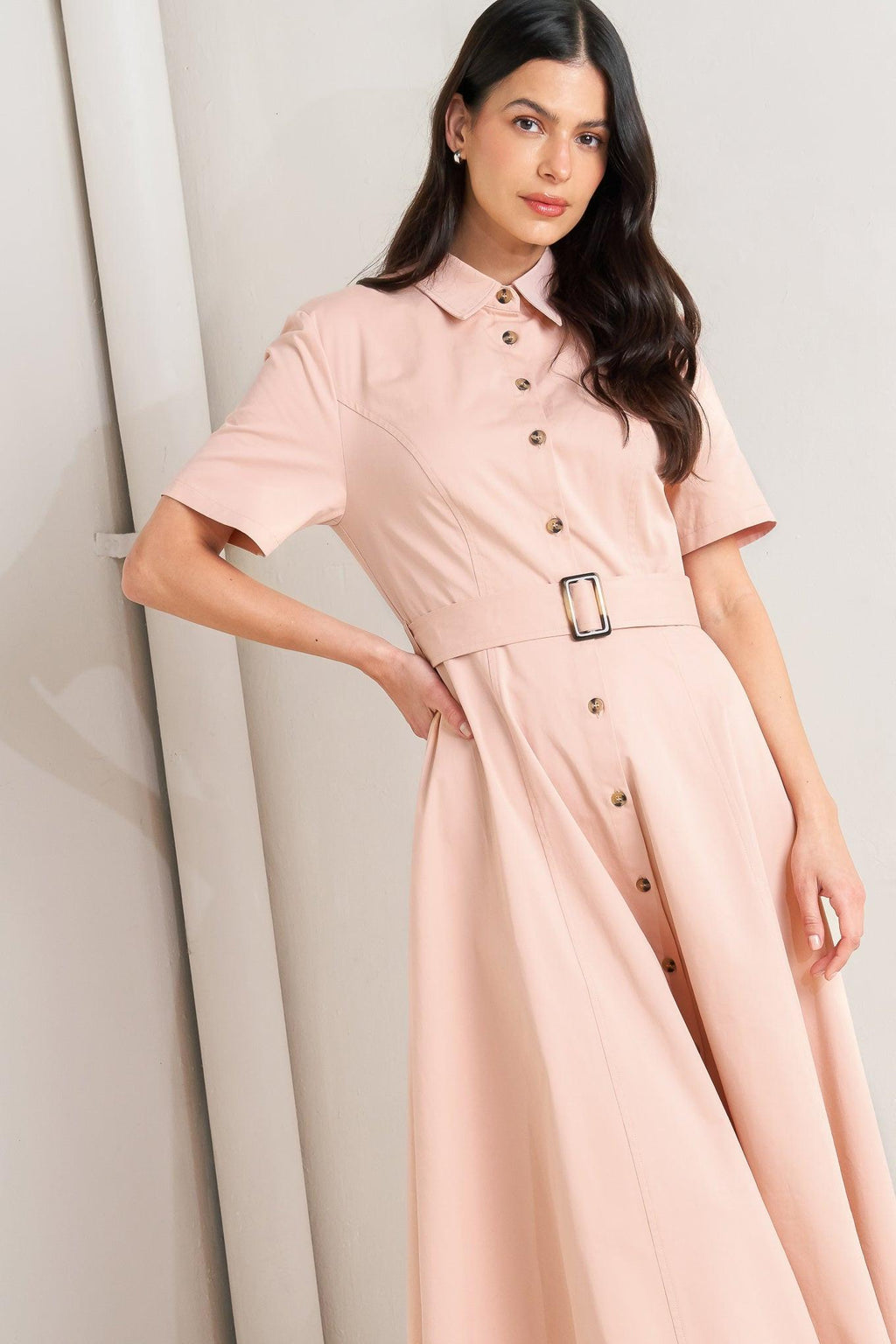 LUCKY ME WOVEN MIDI DRESS