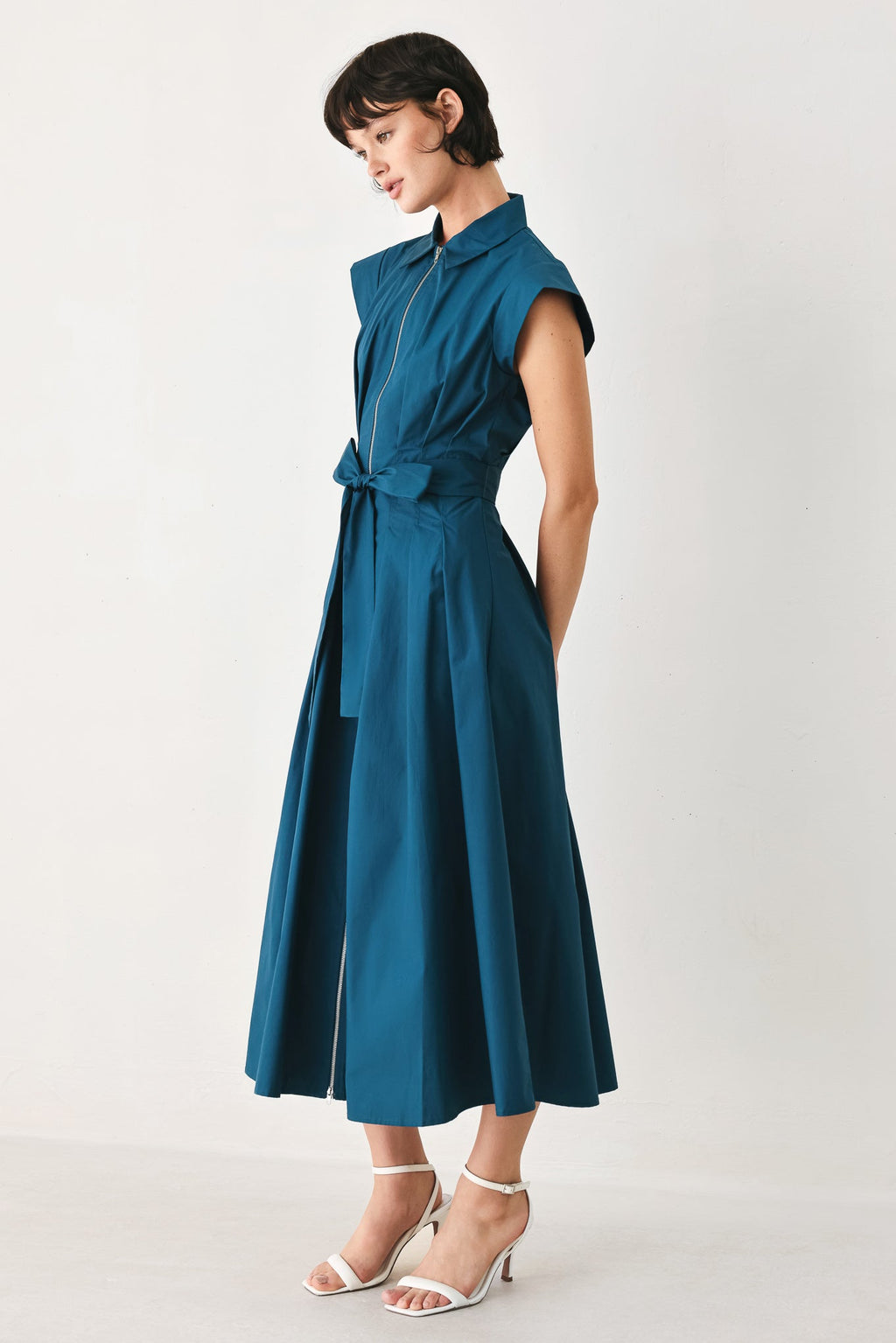 BLUE SERENITY WOVEN MIDI DRESS