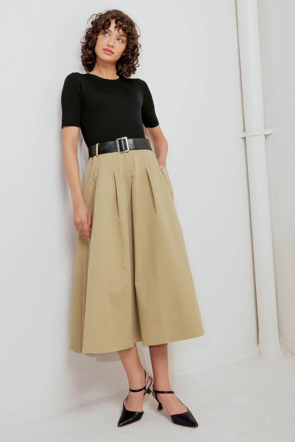 SCULPTED GRACE SWEATER WOVEN TOP AND SKIRT DRESS