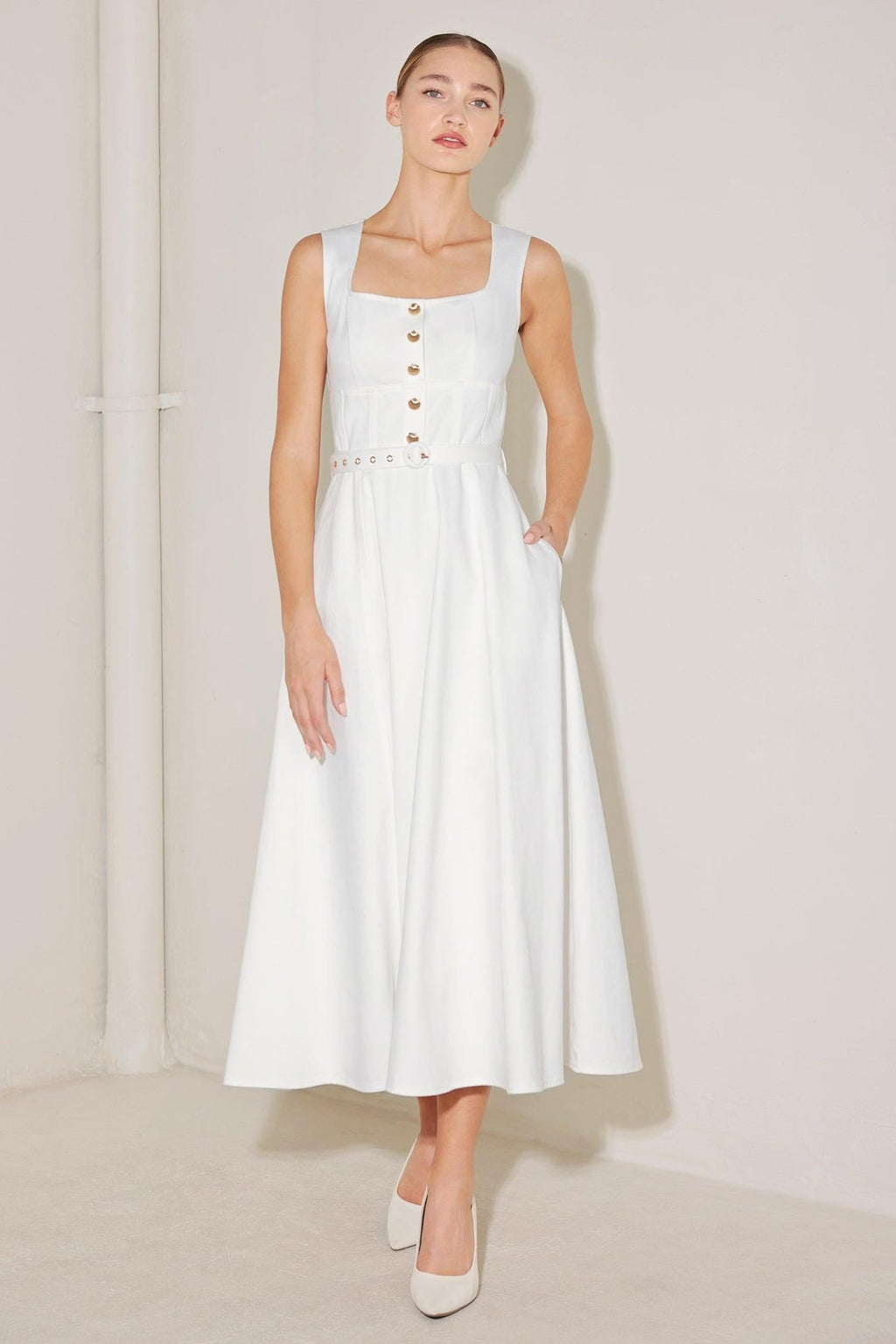 SUMMER SOCIAL WOVEN MIDI DRESS
