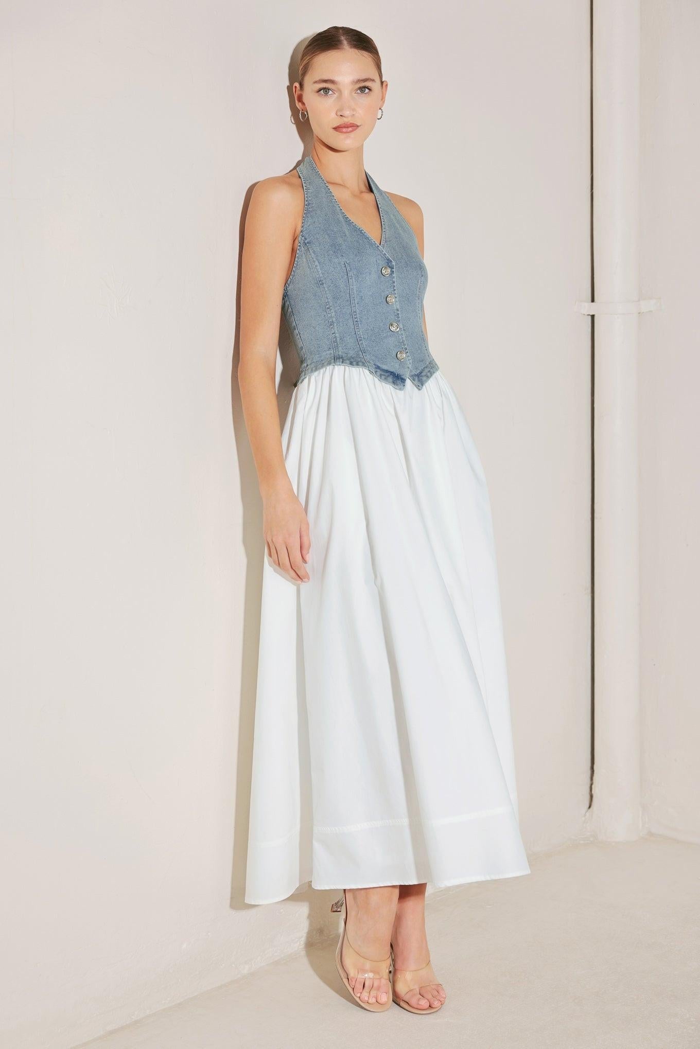CITY TO COAST WOVEN MIDI DRESS