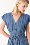 MIDNIGHT FLOW DENIM MIDI DRESS
