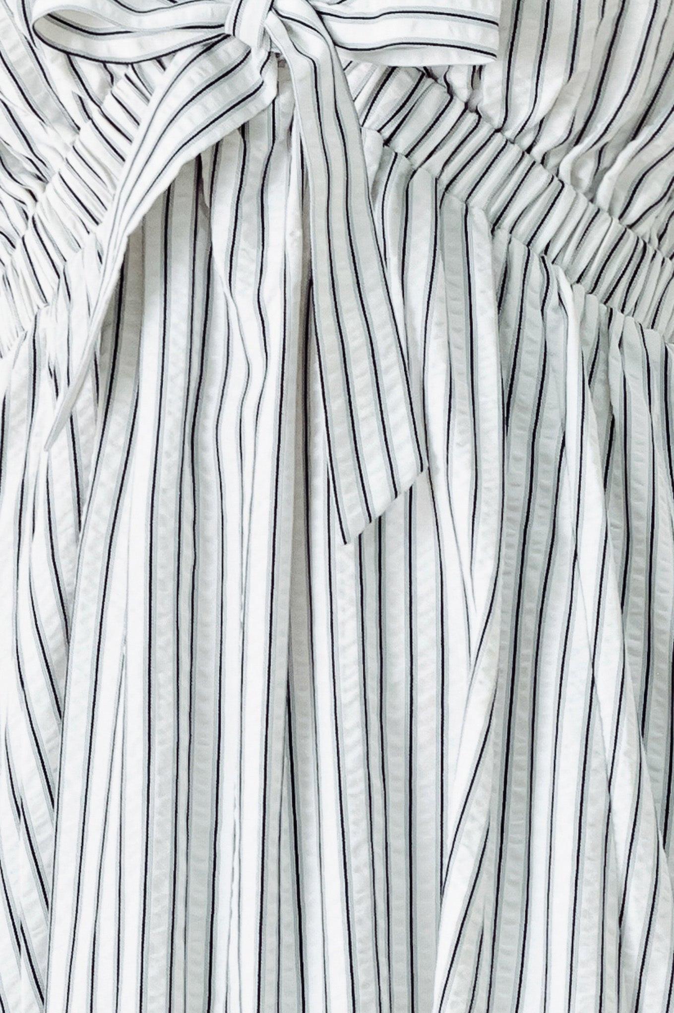 WHISPER STRIPE WOVEN MIDI DRESS