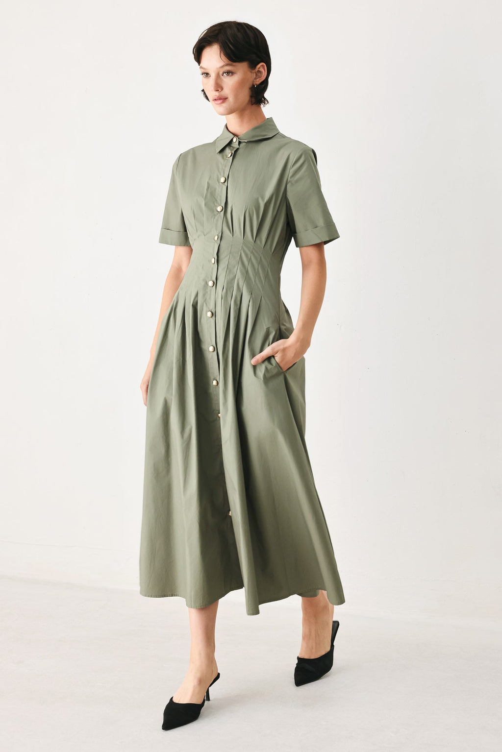 COUNTRYSIDE CHARM WOVEN MIDI DRESS