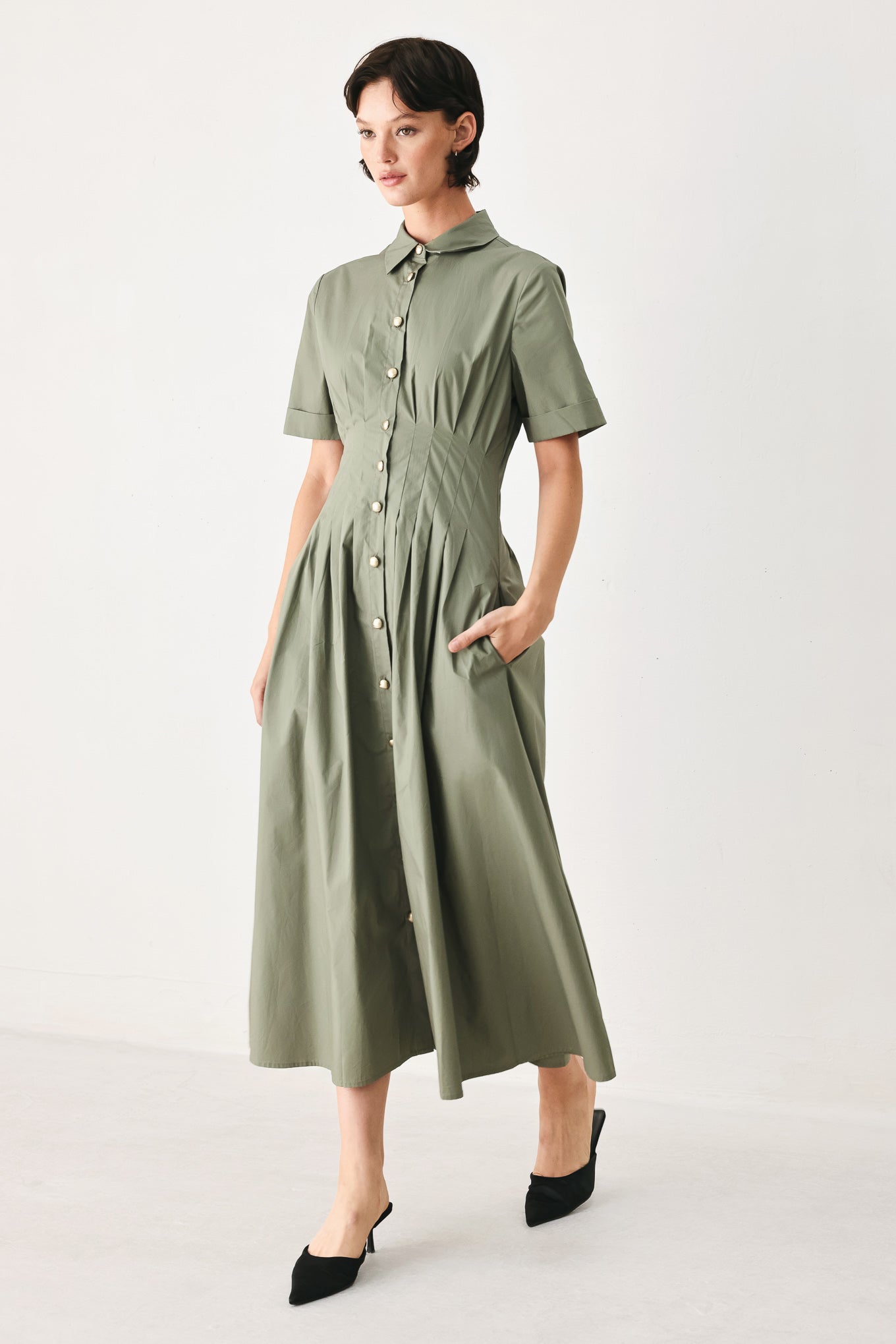 COUNTRYSIDE CHARM WOVEN MIDI DRESS