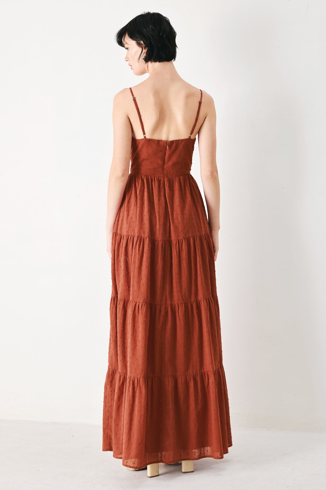 TERRACOTTA SUNSET WOVEN MAXI DRESS