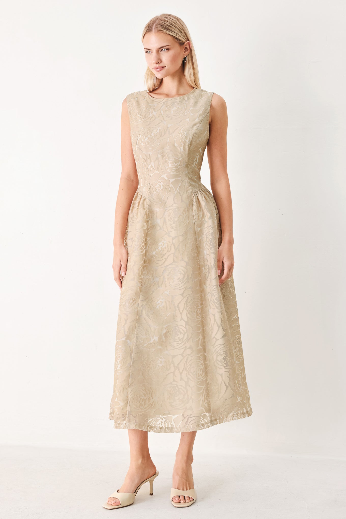 EVENING BLOSSOM ORGANZA MIDI DRESS