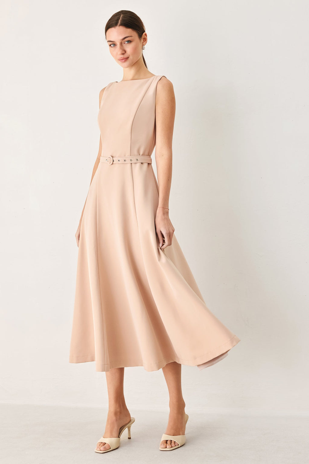 BLUSH HOUR WOVEN MIDI DRESS