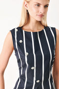 DARK RHYTHM STRIPE WOVEN TOP