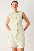 MARZIPAN FLORAL WOVEN JACQUARD VEST