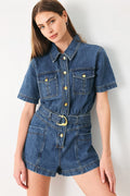 PLAY MODE DENIM ROMPER