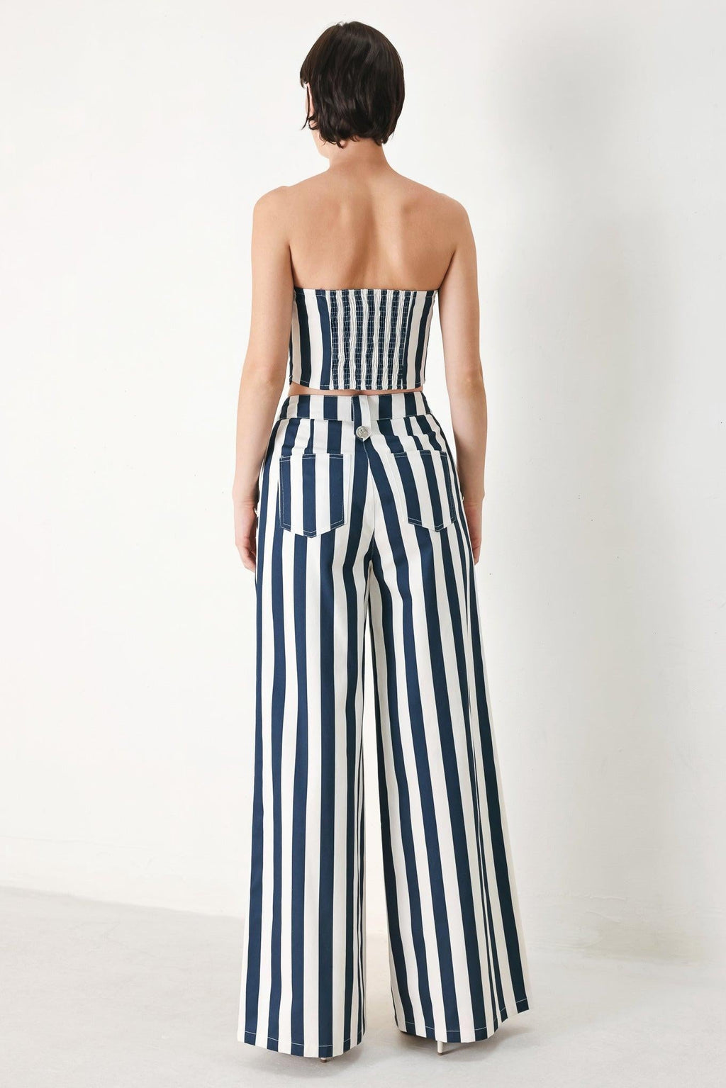 NAVY BLOSSOM WOVEN PANTS