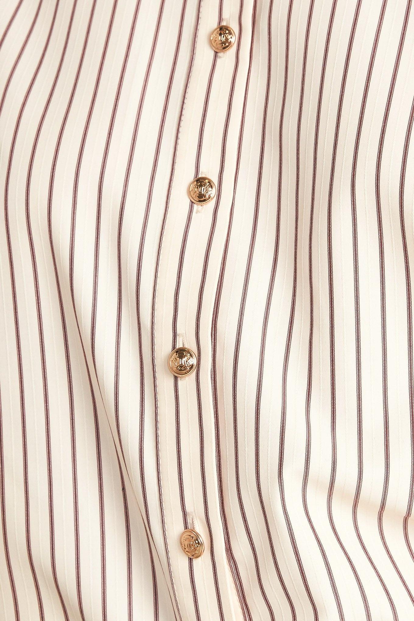 PINSTRIPE CHIC WOVEN TOP