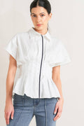 QUIET FORCE WOVEN TOP