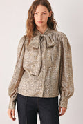 SERPENTINE TAUPE SNAKESKIN WOVEN TOP