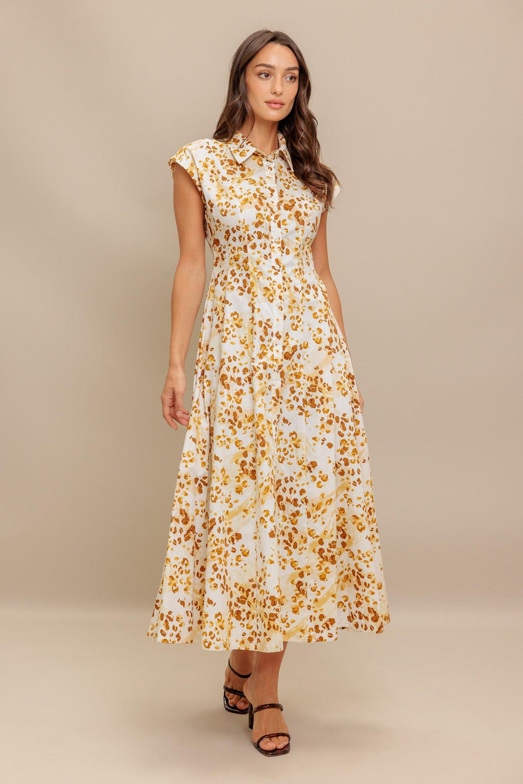 BUTTERCUP KISS WOVEN MIDI DRESS