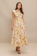 BUTTERCUP KISS WOVEN MIDI DRESS