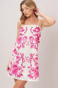 CHIC BLOSSOM WOVEN MINI DRESS