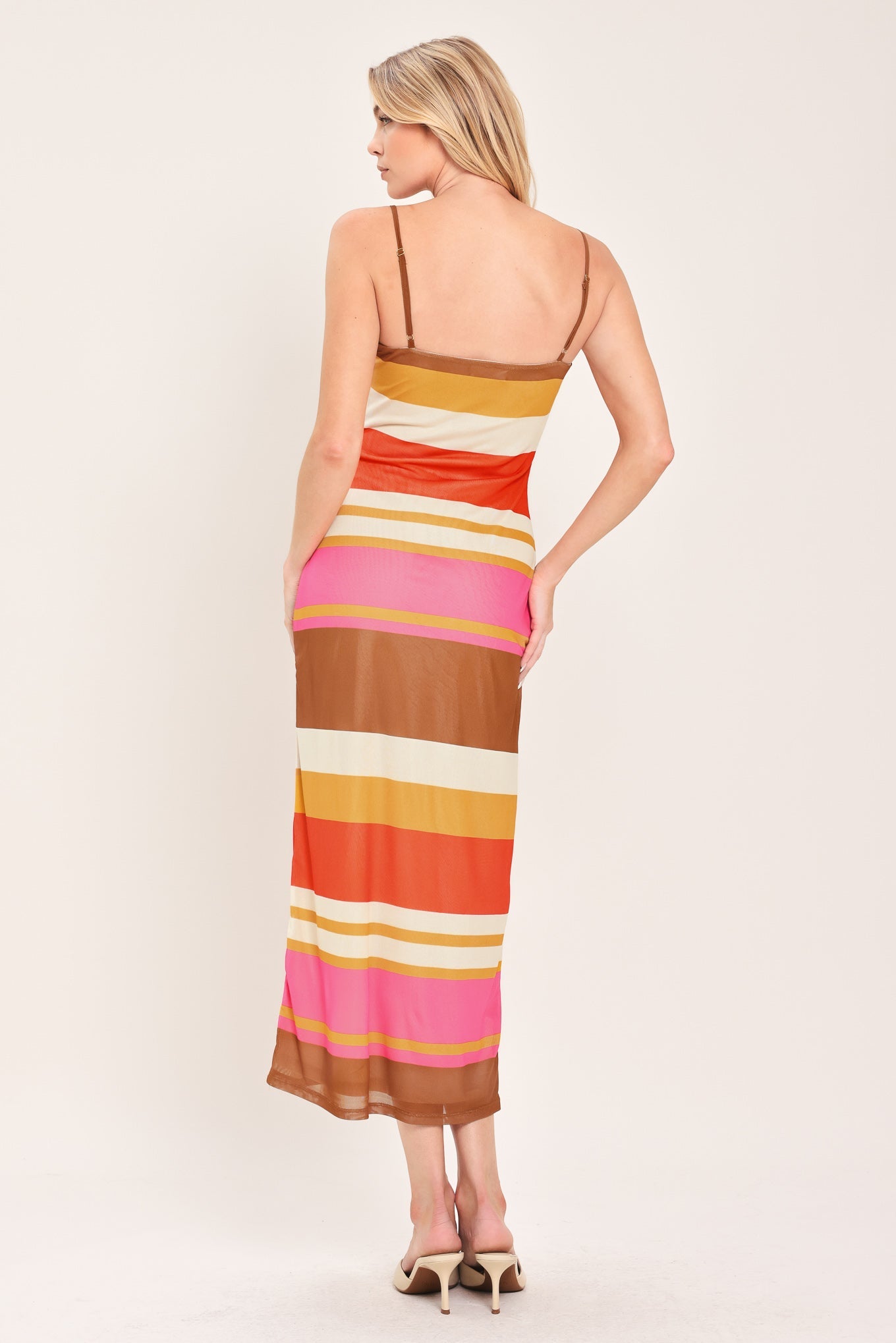 HEAT WAVES POWER MESH MIDI DRESS