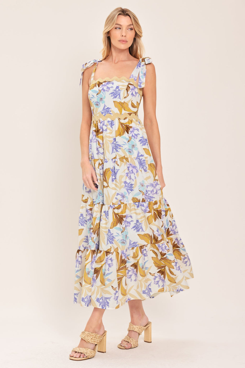 SOFTLY SUNKISSED WOVEN MIDI DRESS
