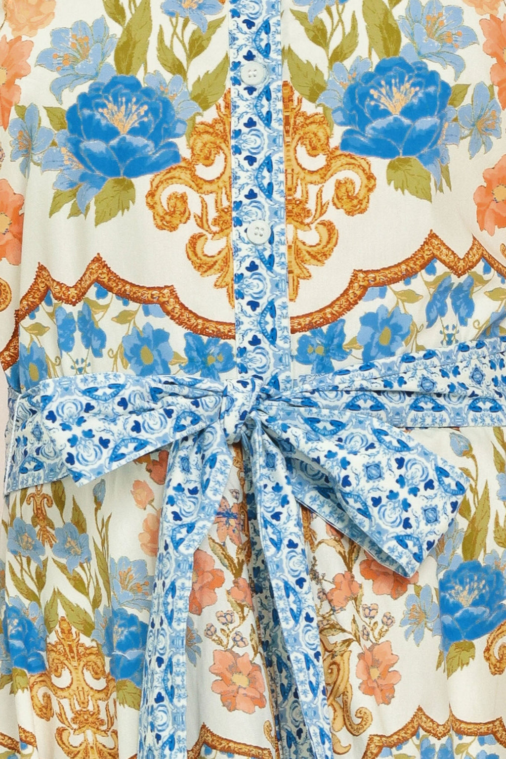 ROYAL GARDEN SOIREE WOVEN MIDI SHIRT DRESS