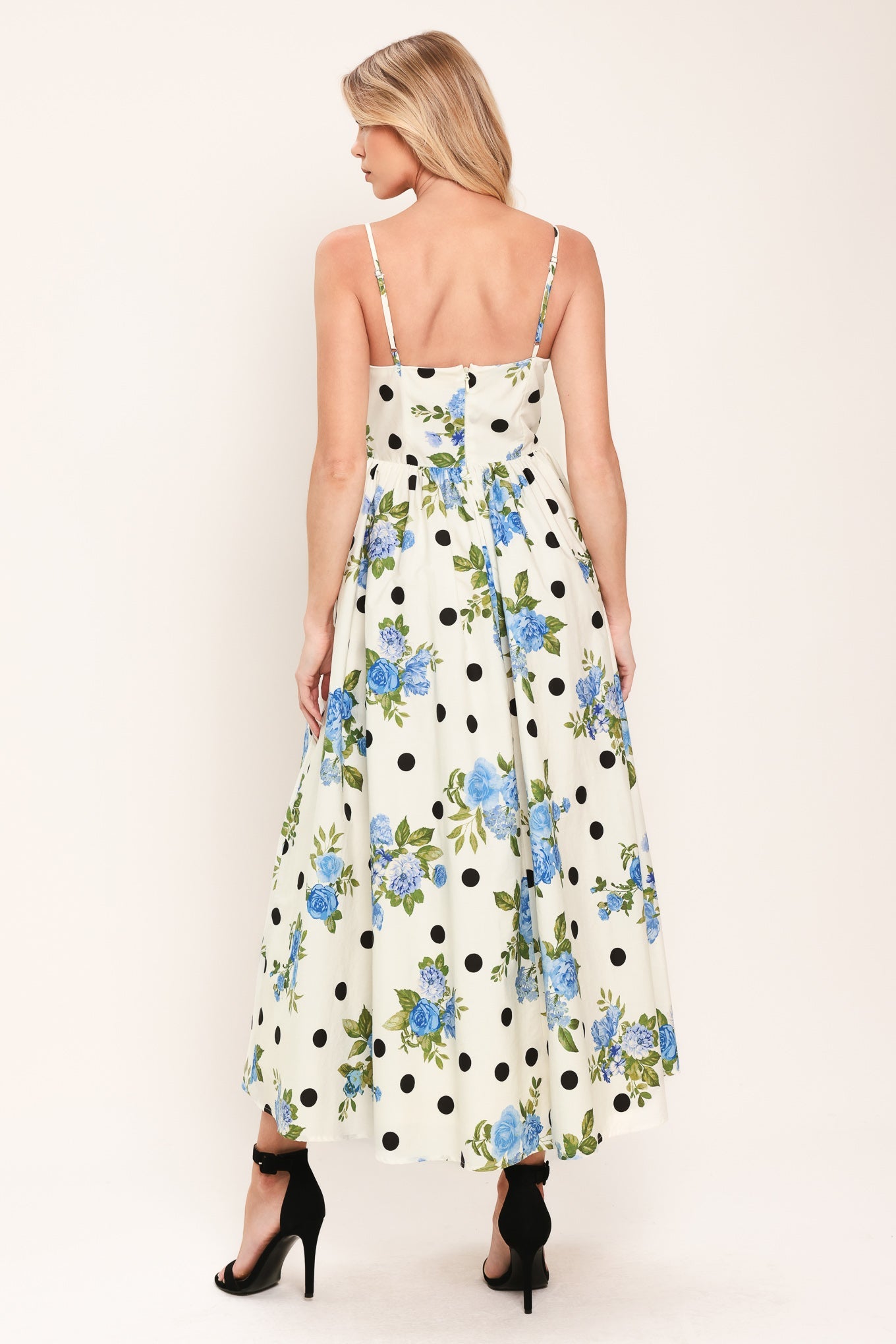 RETRO FLORA WOVEN MIDI DRESS
