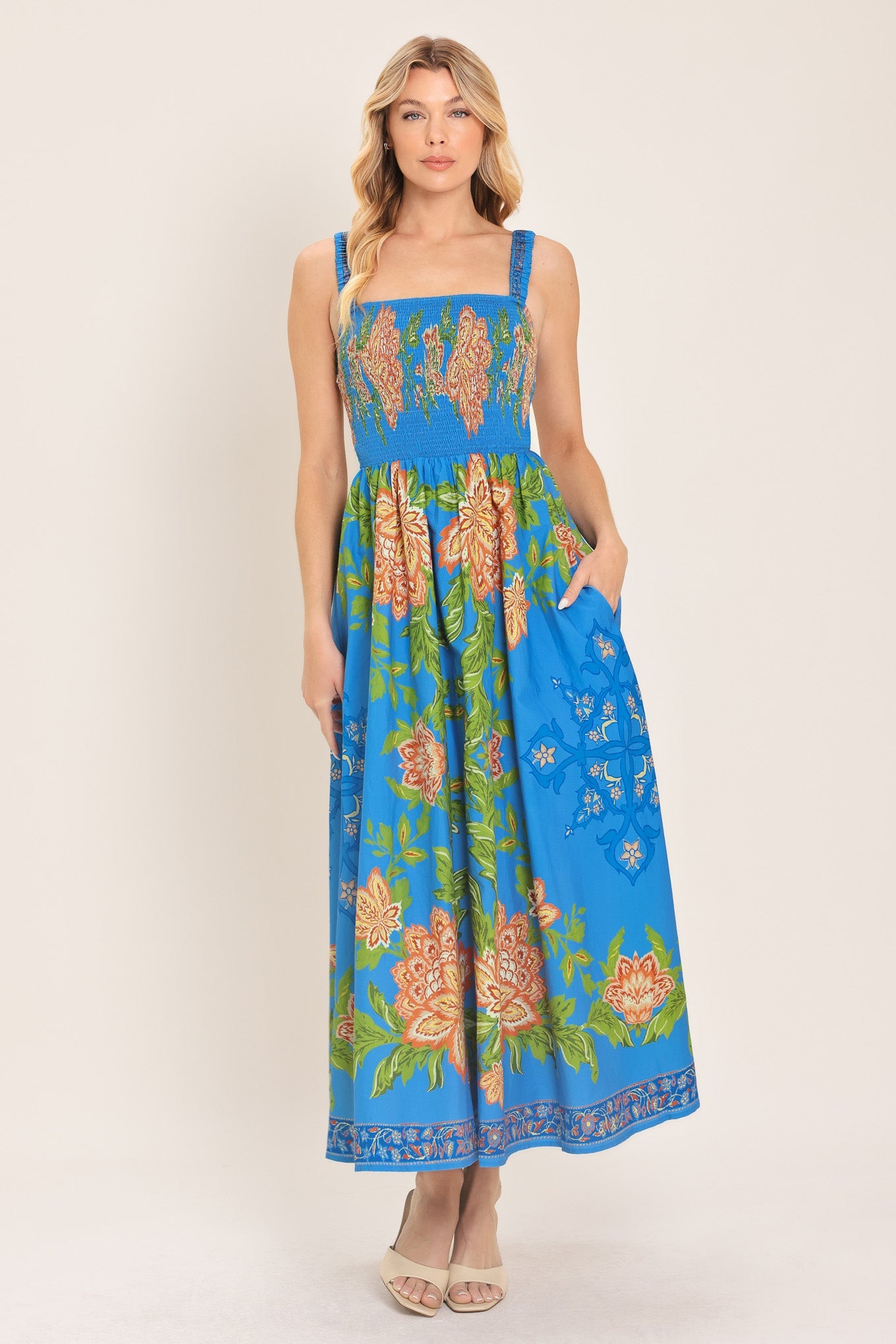 SPRINGTIME IN PARIS WOVEN MIDI DRESS