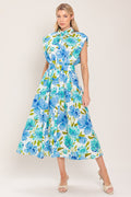 MODERN BLOOM WOVEN MIDI DRESS