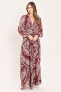 MERLOT LEAVES IN MOTION WOVEN MAXI DRESS