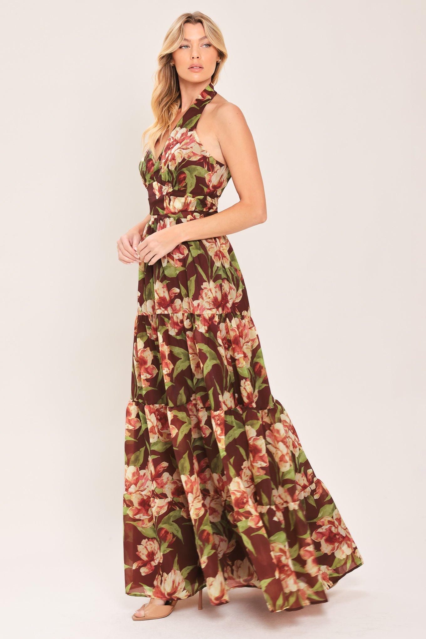 MERLOT MAGNOLIA WOVEN MAXI DRESS