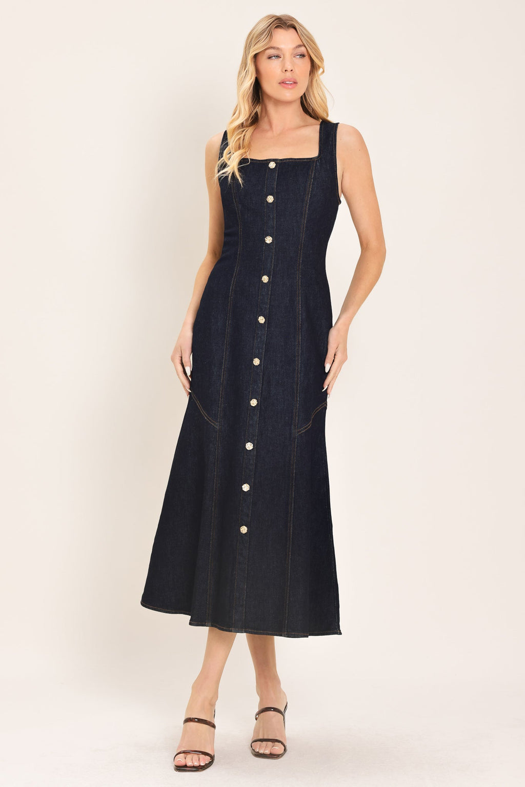 CHELSEA DENIM MIDI DRESS