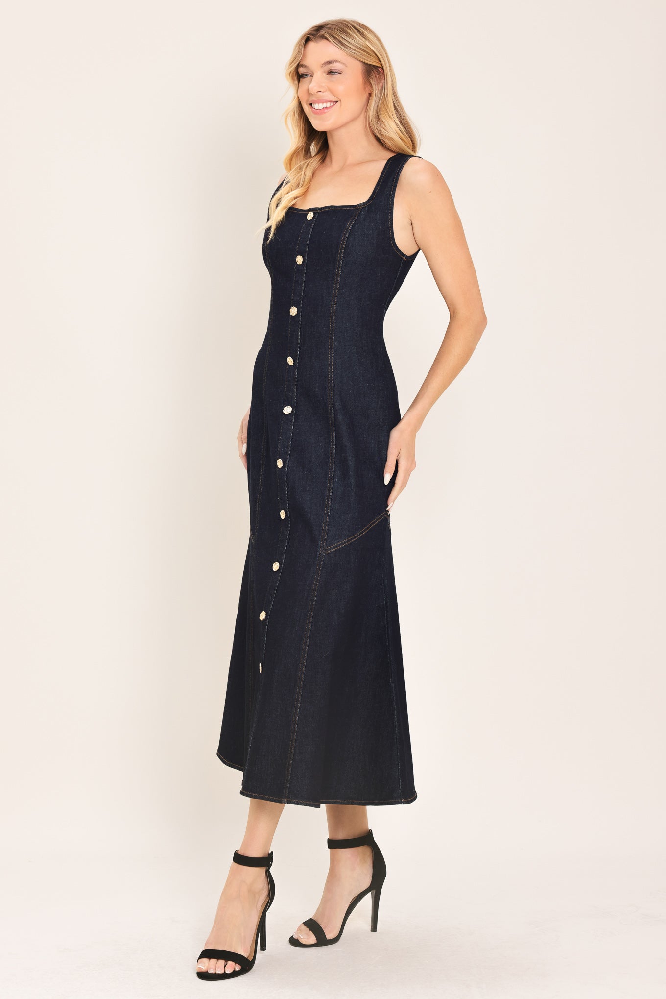 CHELSEA DENIM MIDI DRESS