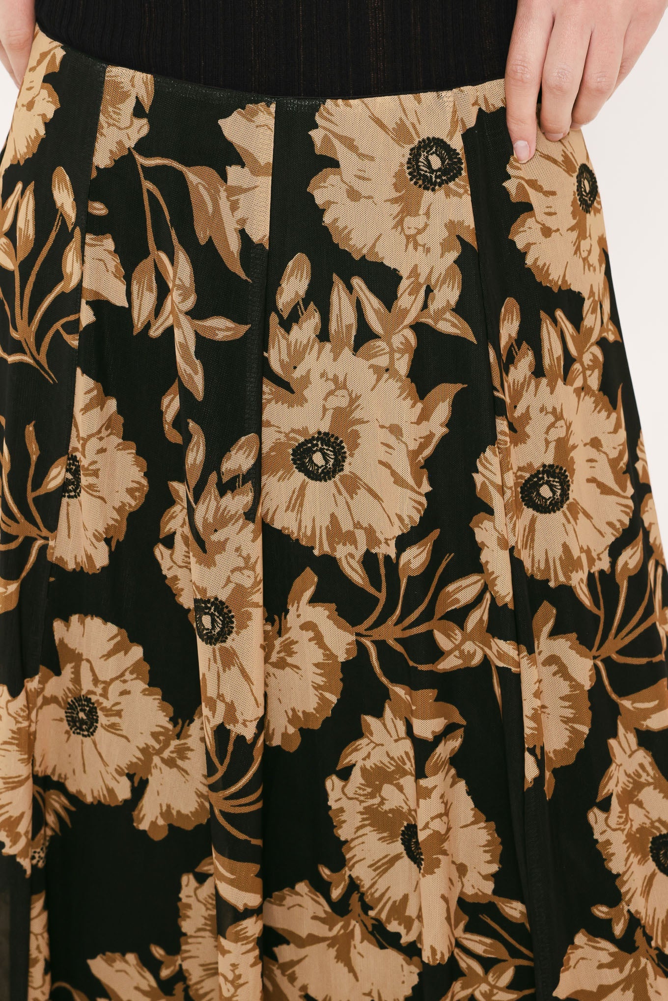 EARTHEN FLOWER FANTASY POWER MESH FULL MAXI SKIRT