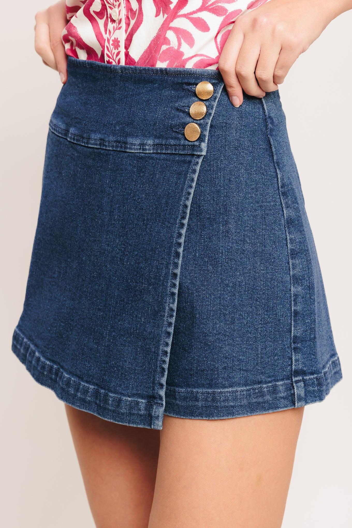 TEXTURE PLAY DENIM SKORT