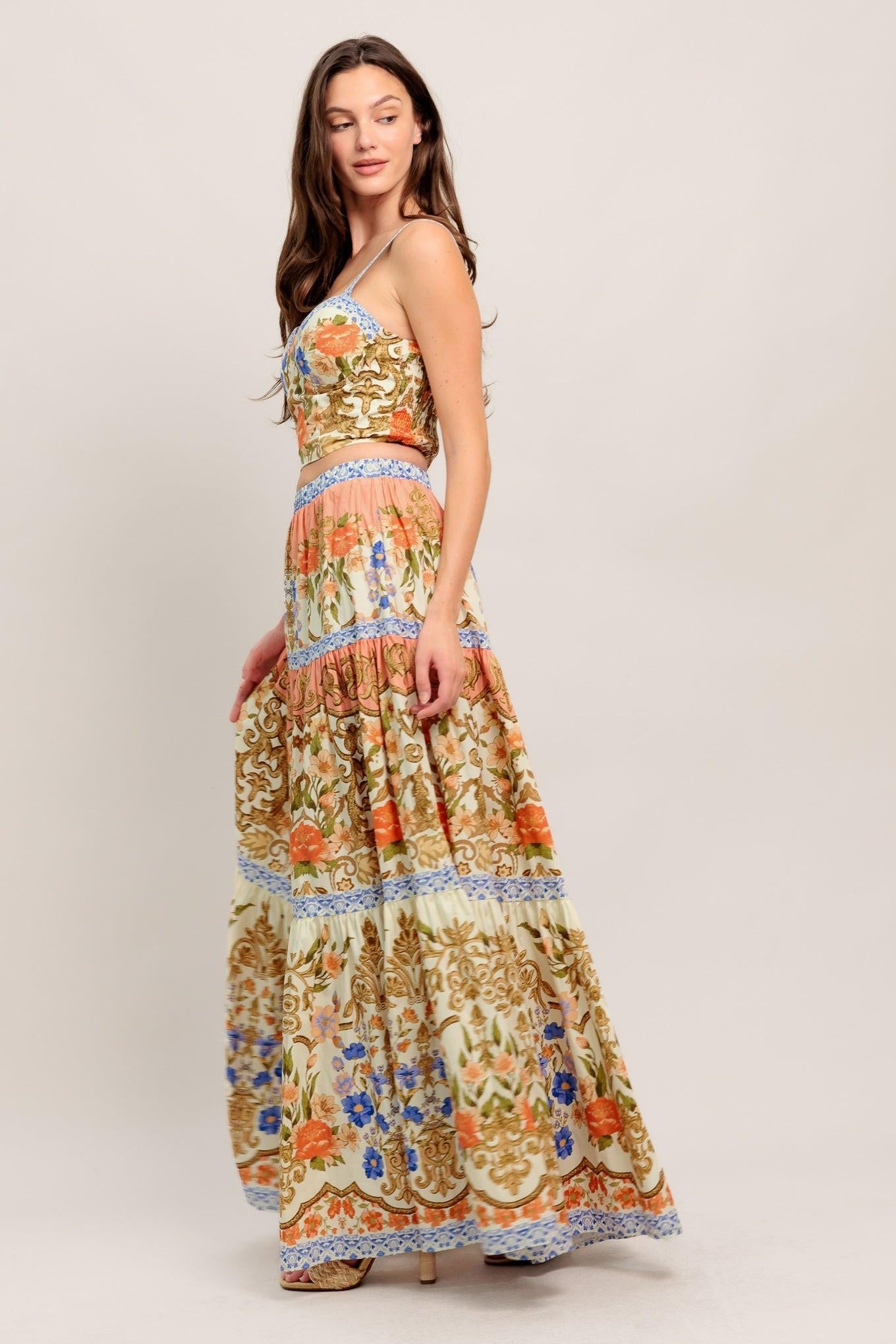 SWEET MEADOW MEMORIES WOVEN TOP AND SKIRT SET