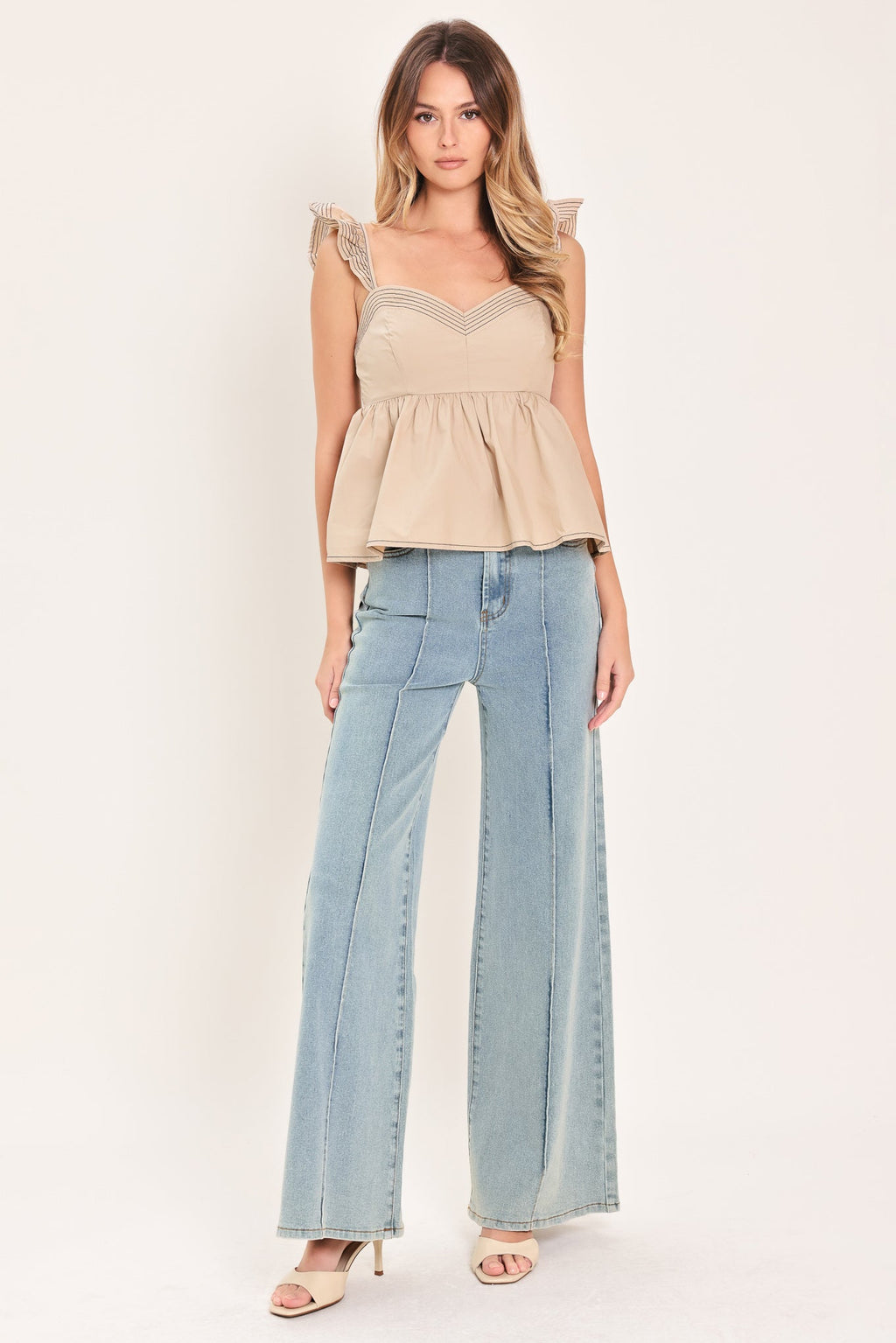 SEASIDE FLUTTER WOVEN TOP